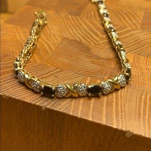 Sapphire & diamond gold colored bracelet silver
